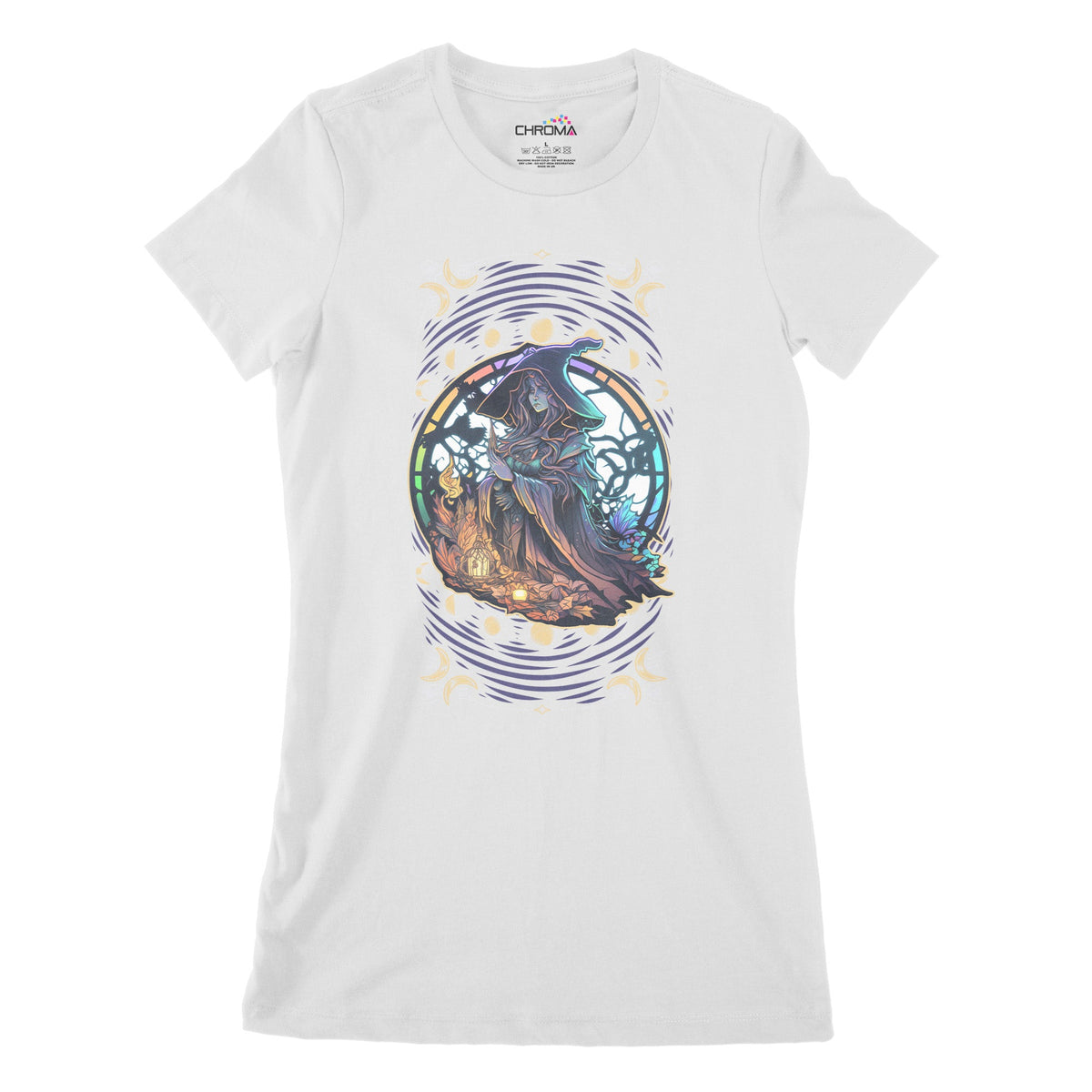 Psychedelic Wizard Women's Classic Fitted T-Shirt Chroma Clothing