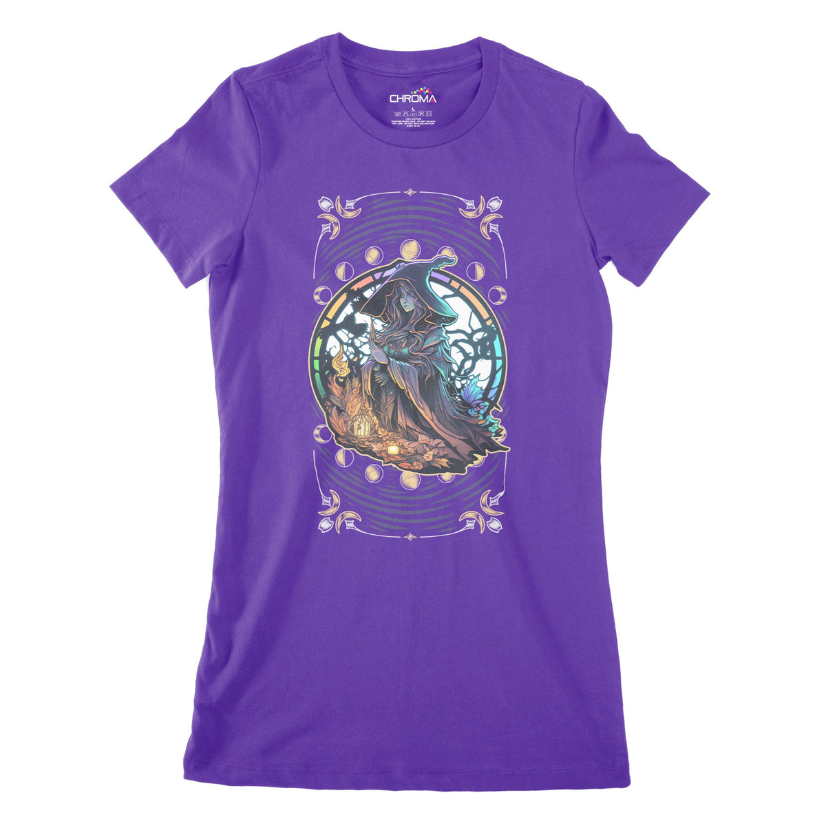 Psychedelic Wizard Women's Classic Fitted T-Shirt Chroma Clothing