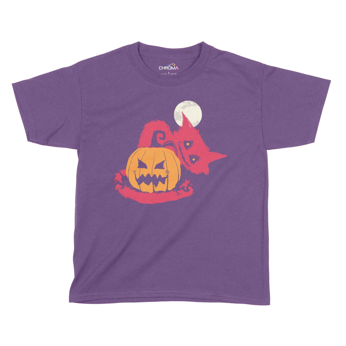 Pumpkin Cat Halloween Kids T-Shirt | Premium Halloween Clothing Chroma Clothing