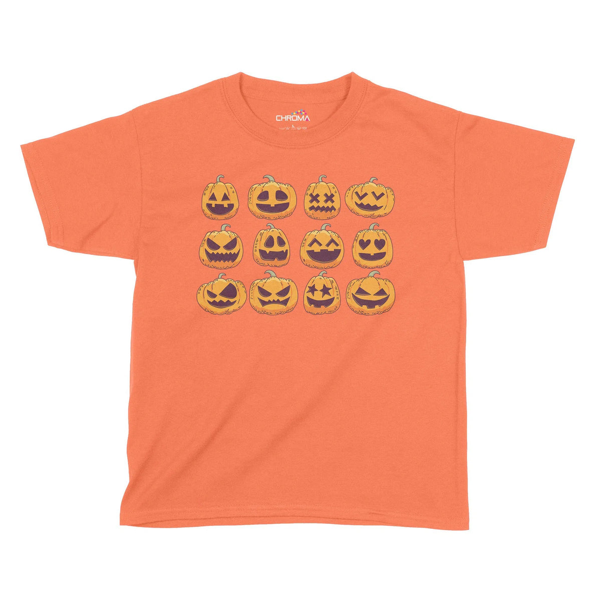 Pumpkin Faces Halloween Kids T-Shirt | Premium Halloween Clothing Chroma Clothing
