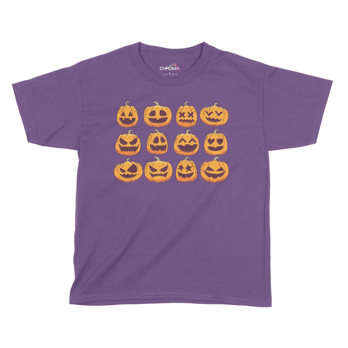 Pumpkin Faces Halloween Kids T-Shirt | Premium Halloween Clothing Chroma Clothing