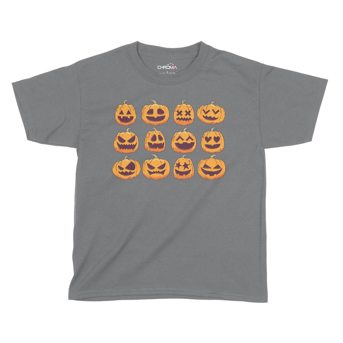 Pumpkin Faces Halloween Kids T-Shirt | Premium Halloween Clothing Chroma Clothing