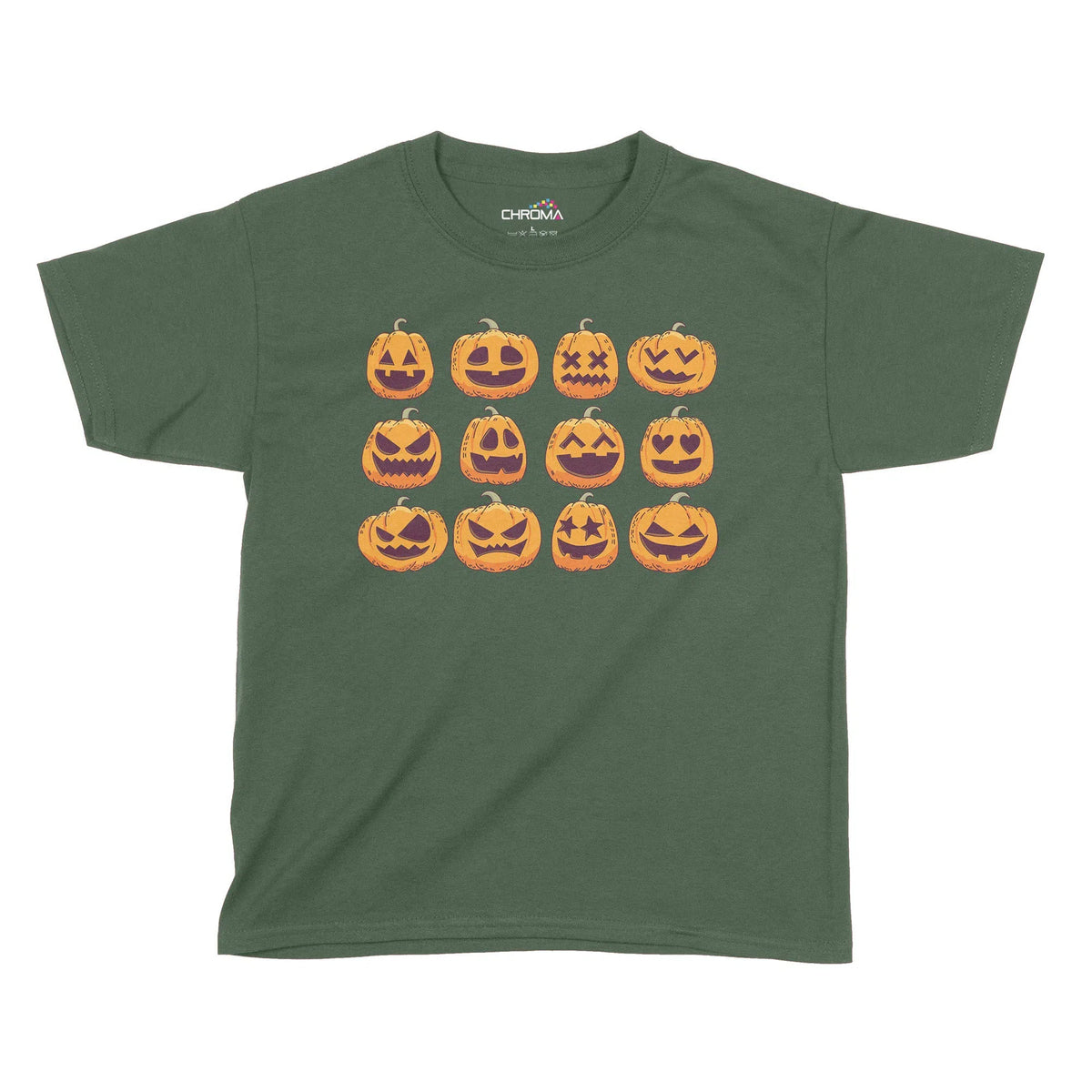 Pumpkin Faces Halloween Kids T-Shirt | Premium Halloween Clothing Chroma Clothing