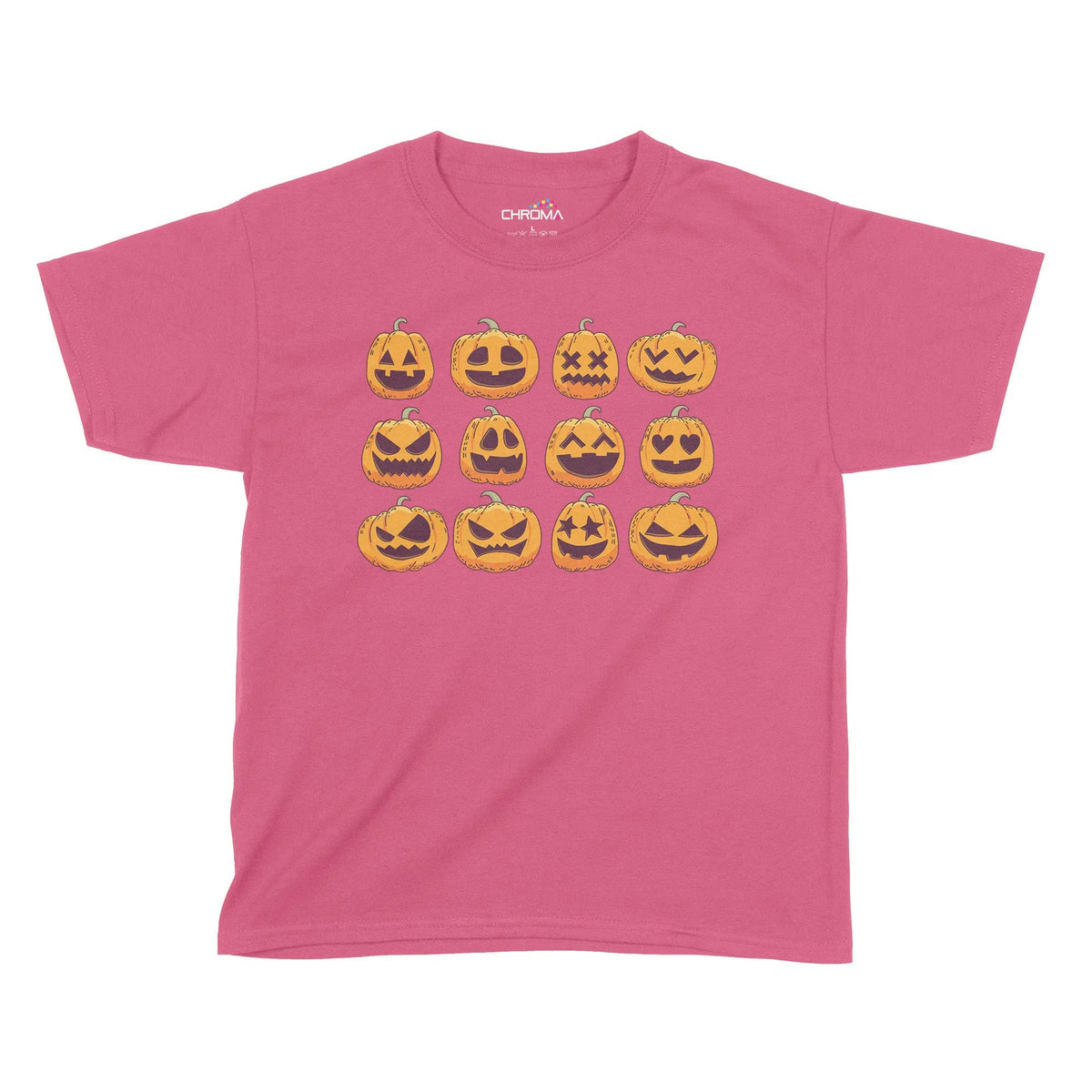 Pumpkin Faces Halloween Kids T-Shirt | Premium Halloween Clothing Chroma Clothing