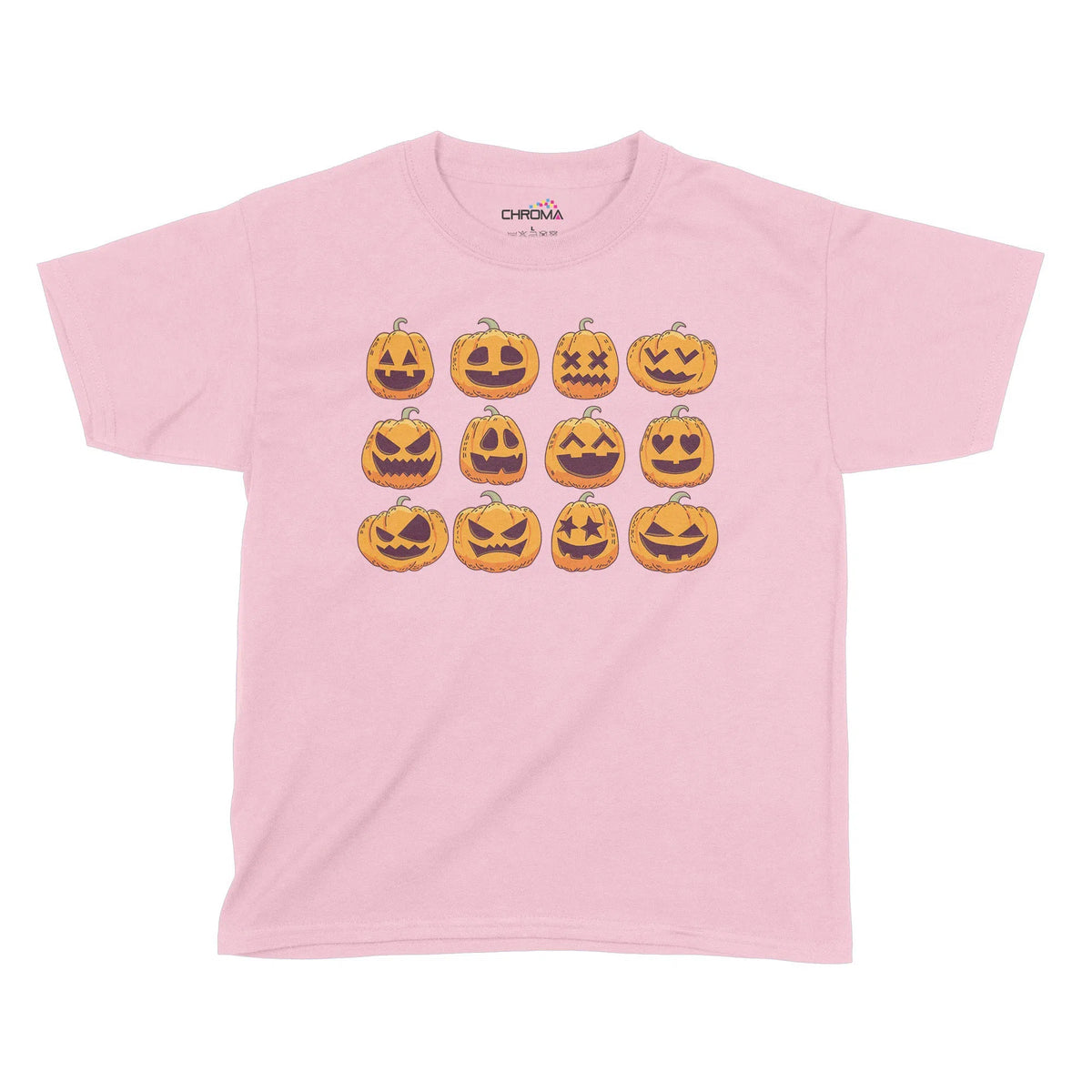 Pumpkin Faces Halloween Kids T-Shirt | Premium Halloween Clothing Chroma Clothing