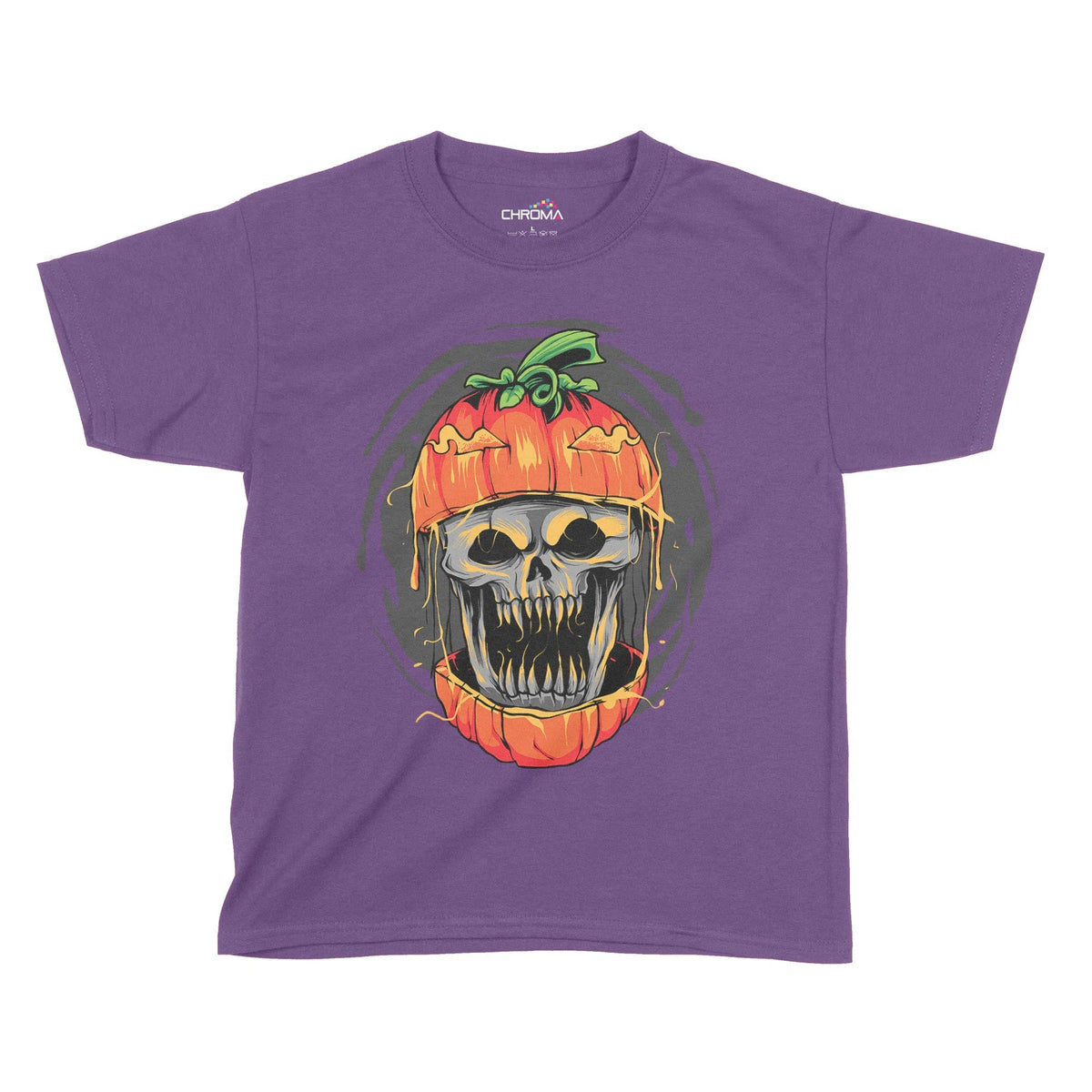 Pumpkin Skull Halloween Kids T-Shirt | Premium Halloween Clothing Chroma Clothing