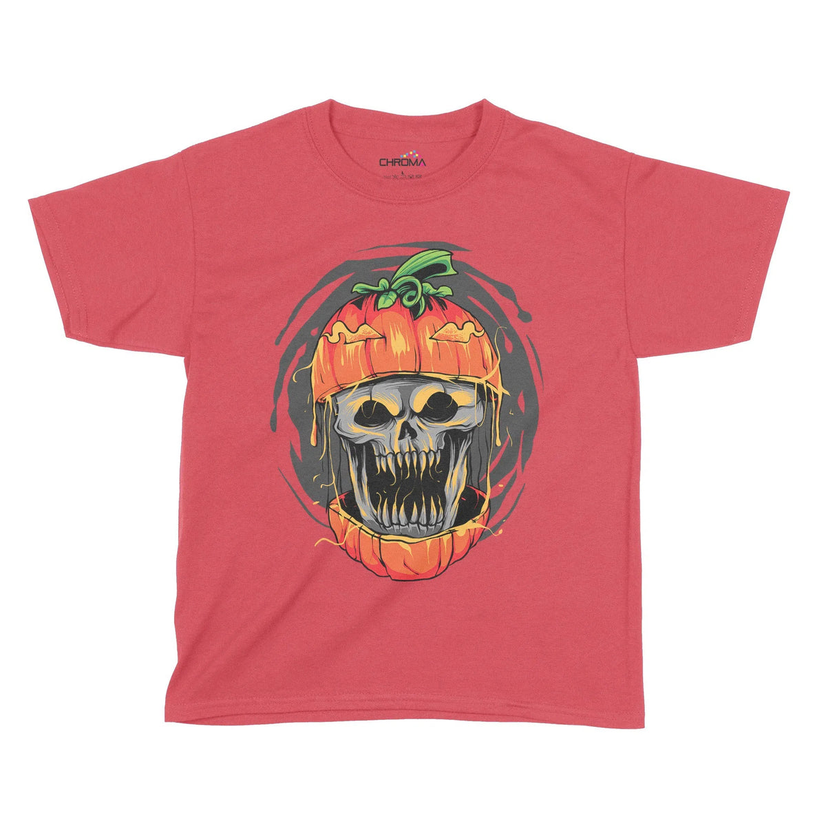 Pumpkin Skull Halloween Kids T-Shirt | Premium Halloween Clothing Chroma Clothing