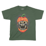 Pumpkin Skull Halloween Kids T-Shirt | Premium Halloween Clothing Chroma Clothing