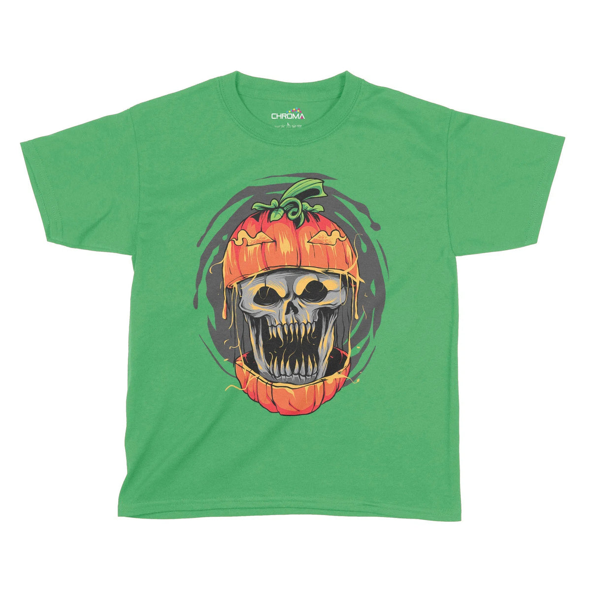 Pumpkin Skull Halloween Kids T-Shirt | Premium Halloween Clothing Chroma Clothing