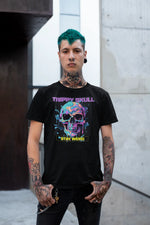 Trippy Skull Stay Weird Unisex Adult T-Shirt Chroma Clothing