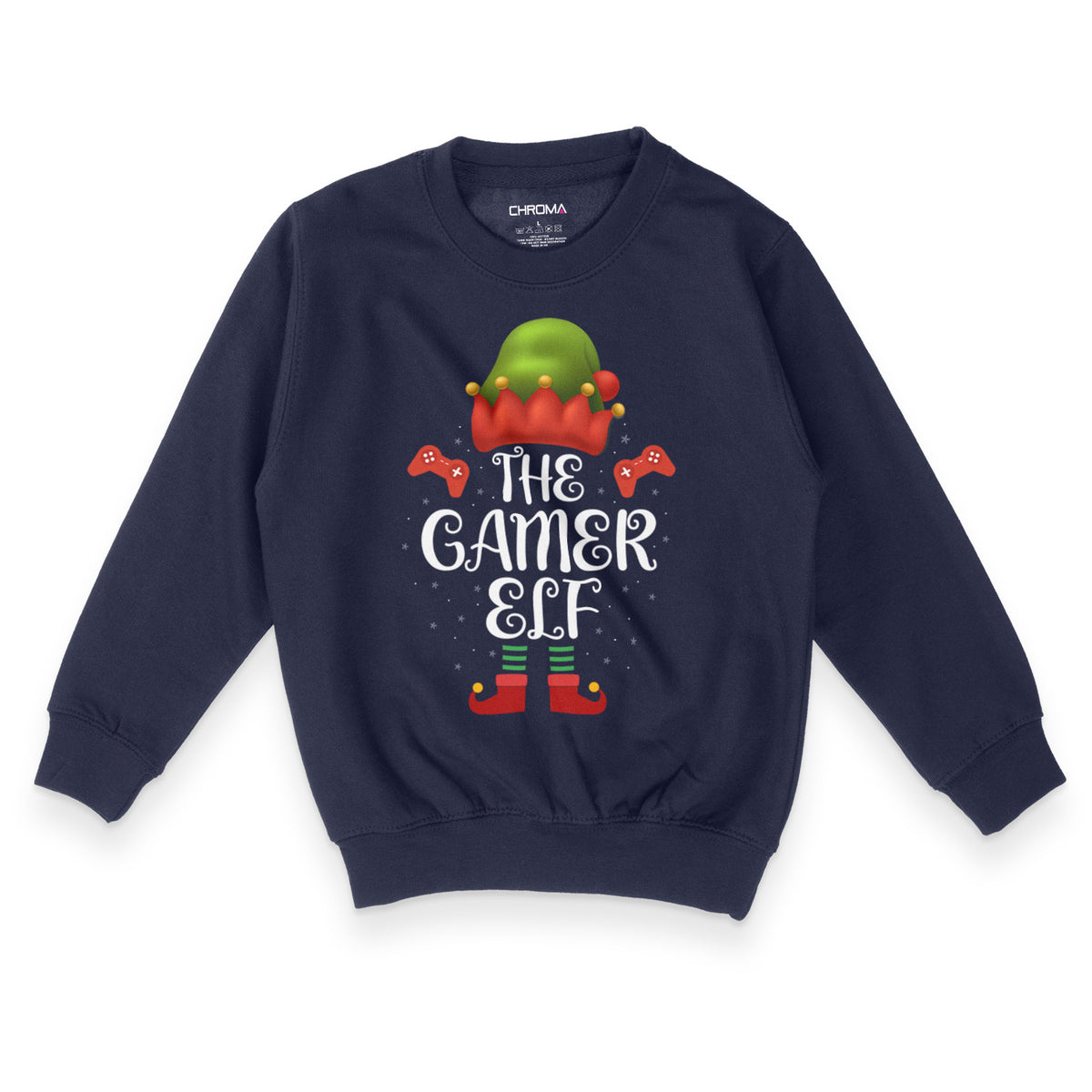 Gamer Elf Festive Fun | Kid's Christmas Sweatshirt Chroma Clothing