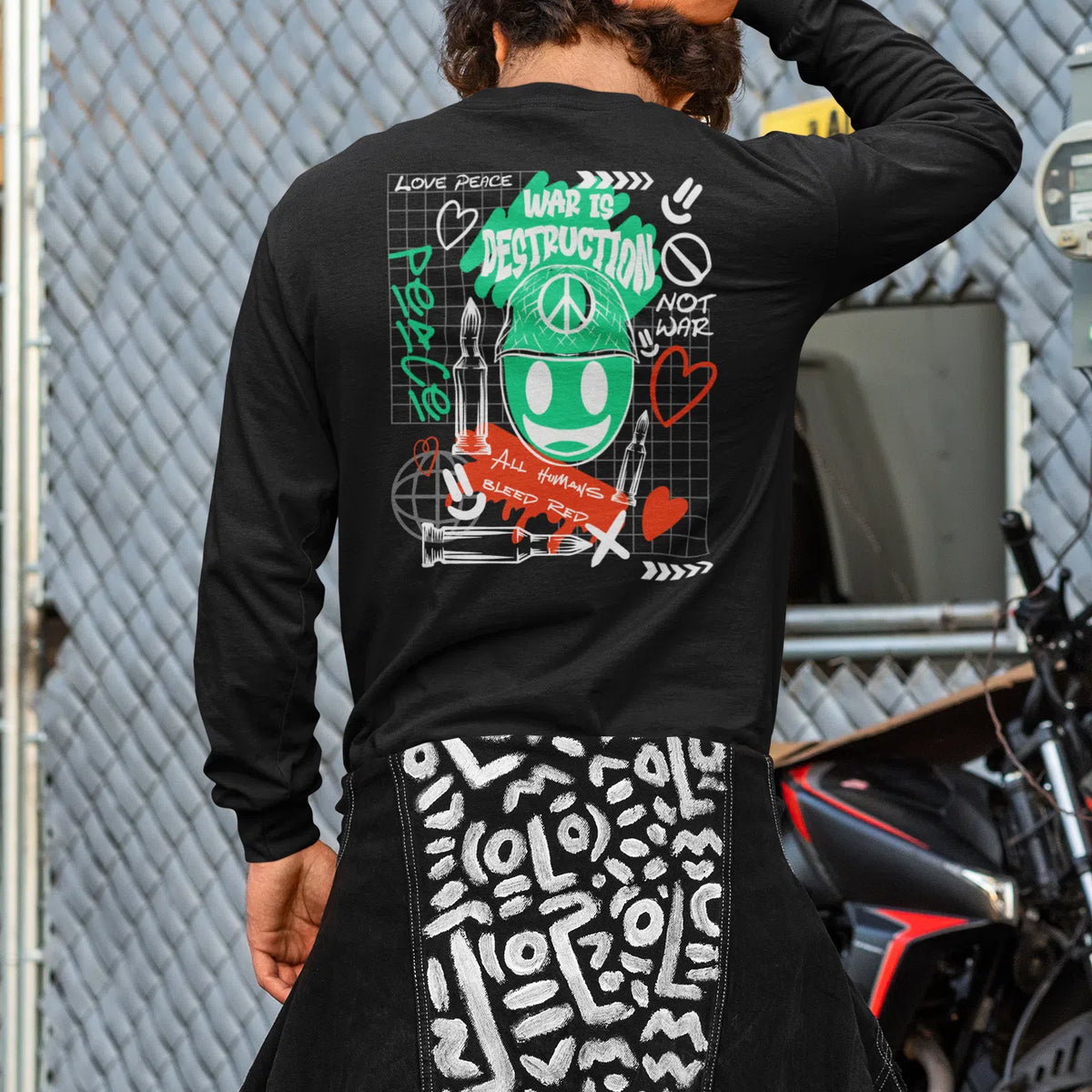 War Is Destruction | Dual Print | Long-Sleeve T-Shirt | Premium Qualit Chroma Clothing