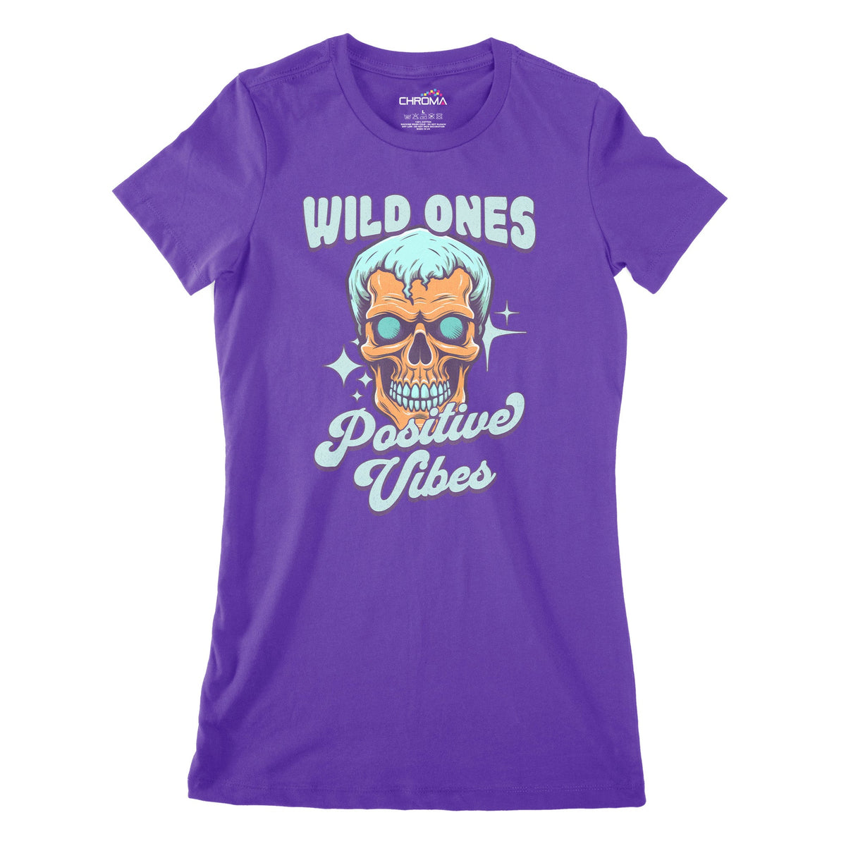 Wild Ones Positive Vibes Women's Classic Fitted T-Shirt Chroma Clothing