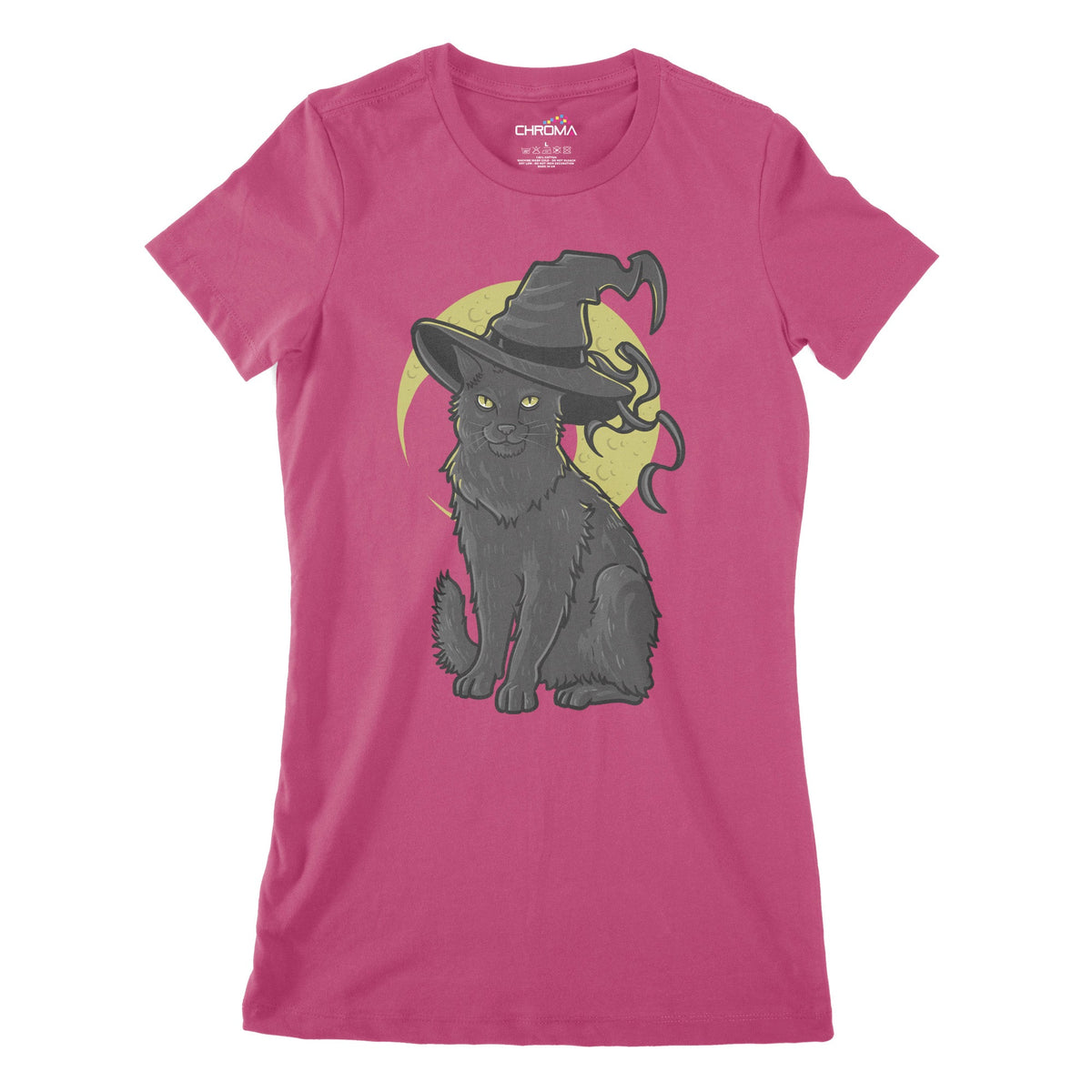 Wizard Cat Women's Classic Fitted T-Shirt | Premium Halloween Clothing Chroma Clothing