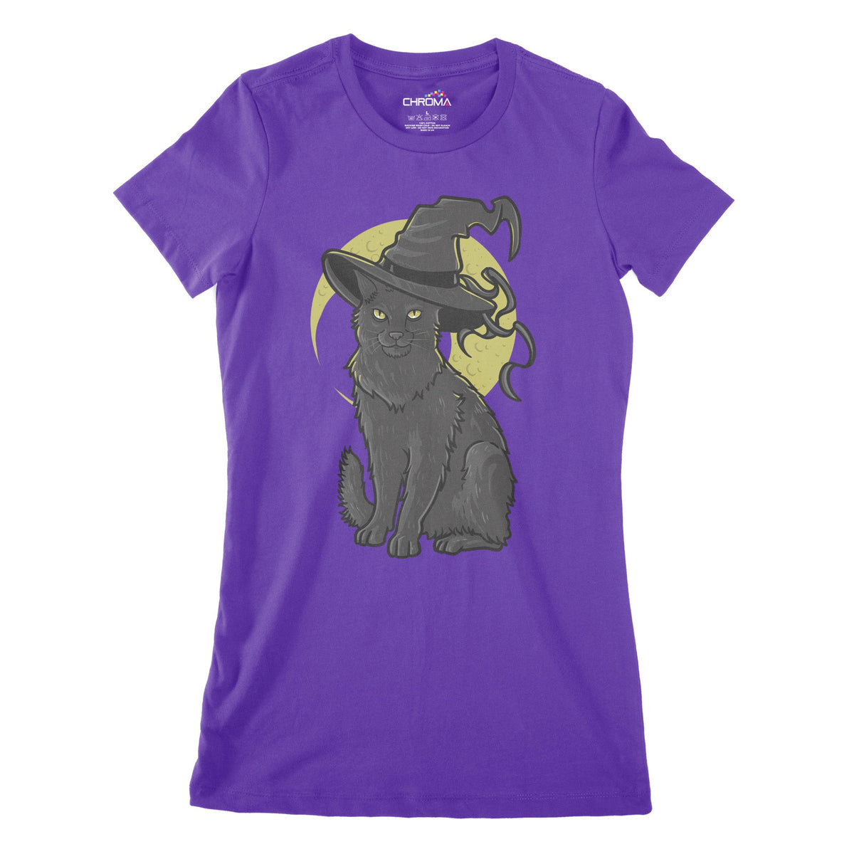 Wizard Cat Women's Classic Fitted T-Shirt | Premium Halloween Clothing Chroma Clothing