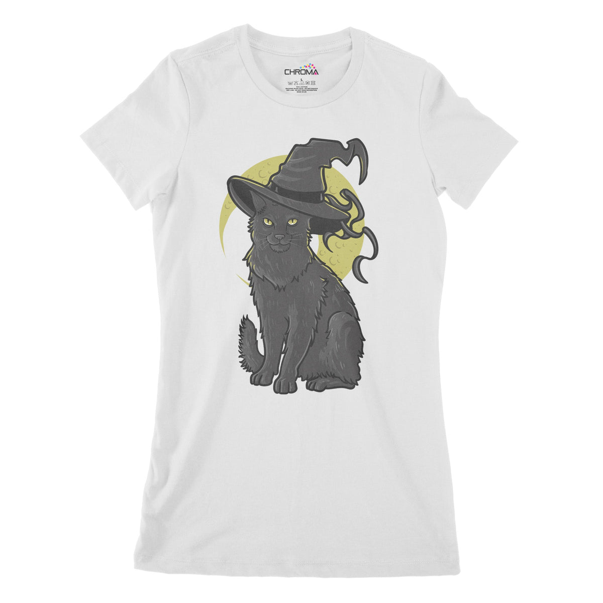 Wizard Cat Women's Classic Fitted T-Shirt | Premium Halloween Clothing Chroma Clothing